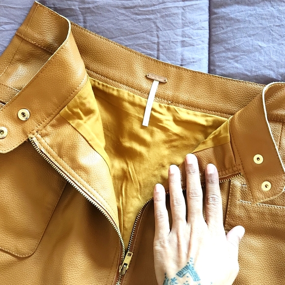 Free People High A Line Vegan Leather Skirt in Copper - Picture 4 of 6